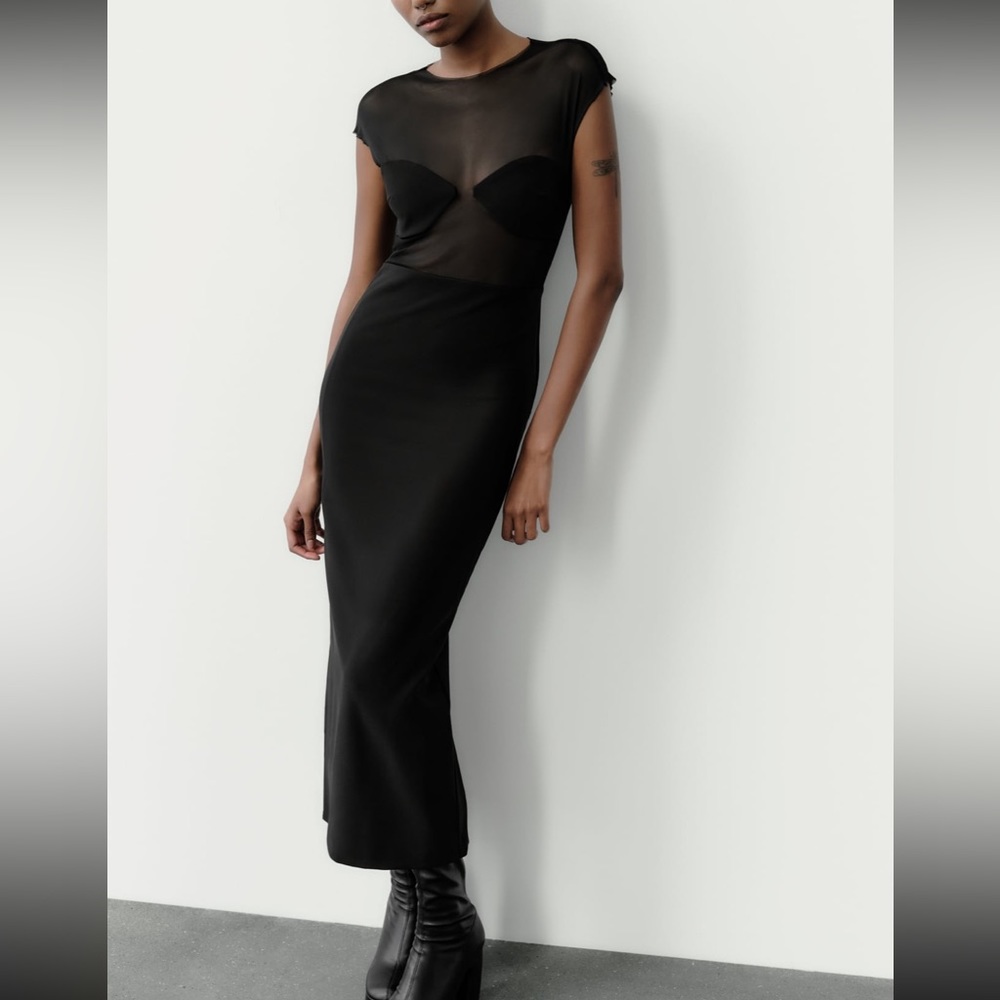 Zara limited edition Combination mixed tulle dress